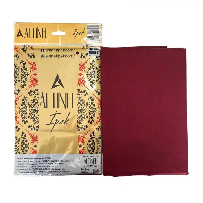 Altınel İpek Bordo Düz Poşetli Yazma (AE-271-17)