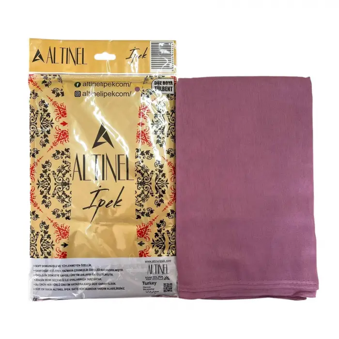 Altınel İpek Pastel Gül Düz Poşetli Yazma (AE-271-20)