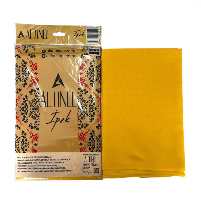Altınel İpek Sarı Düz Poşetli Yazma (AE-271-07)