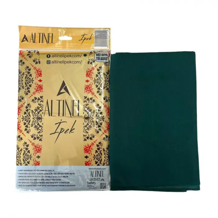 Altınel İpek Zümrüt Düz Poşetli Yazma (AE-271-11)