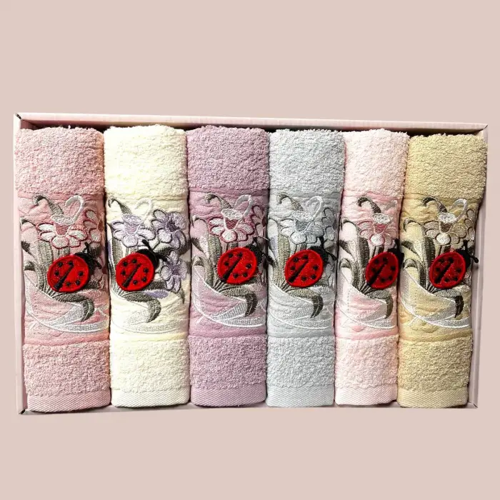 Anemon Jakarlı 3d Nakışlı 50x90 cm 6 adet Havlu (anemon01)