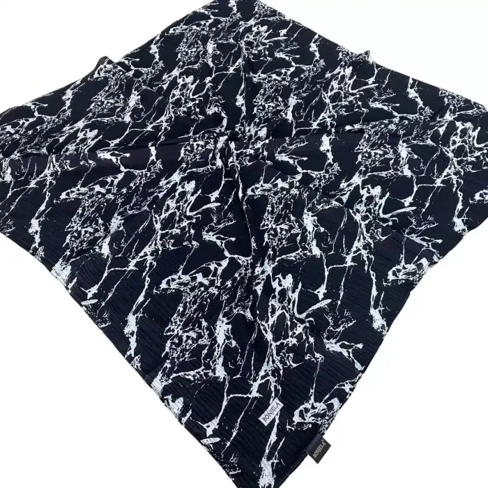 Bonjela Desenli Siyah-Beyaz Mio Cazz Eşarp (SB-99-13)