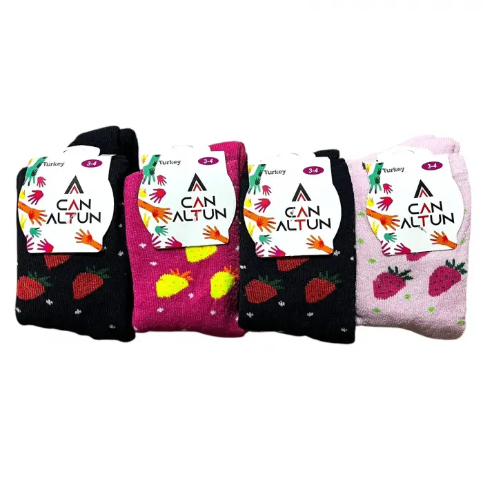 Canaltun Kız Çocuk Havlu Soket Çorap 12li Paket (Yaş:3-4) (KC-89-01)