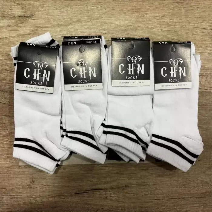 Chn Erkek Patik Çorap 12li Paket Beyaz Siyah (MC-97-23)