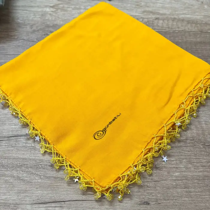 Günbatılı Yıldızlı Boncuklu El İşi Oyalı Yazma (ic85-21)