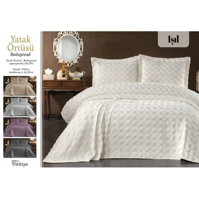 Julyana Yatak Örtüsü Seti 3 parça Işıl (ytkö01)