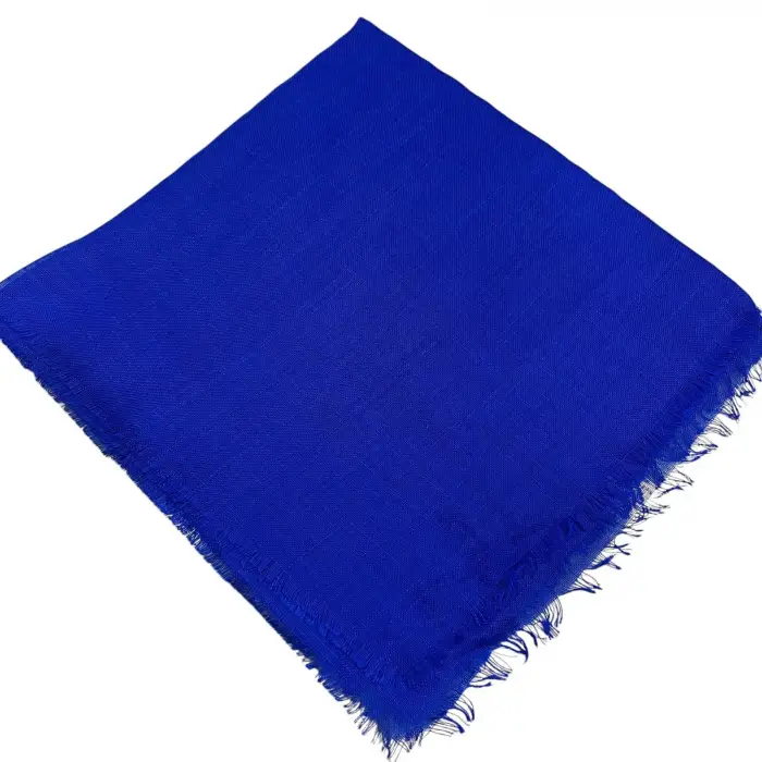 Kampanyalı Düz Flamlı Keten Eşarp Saks Mavi (Dzf98-05)