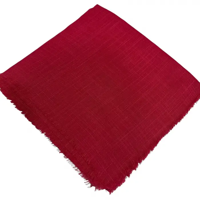 Kampanyalı Düz Flamlı Keten Eşarp Kırmızı (Dzf98-24)