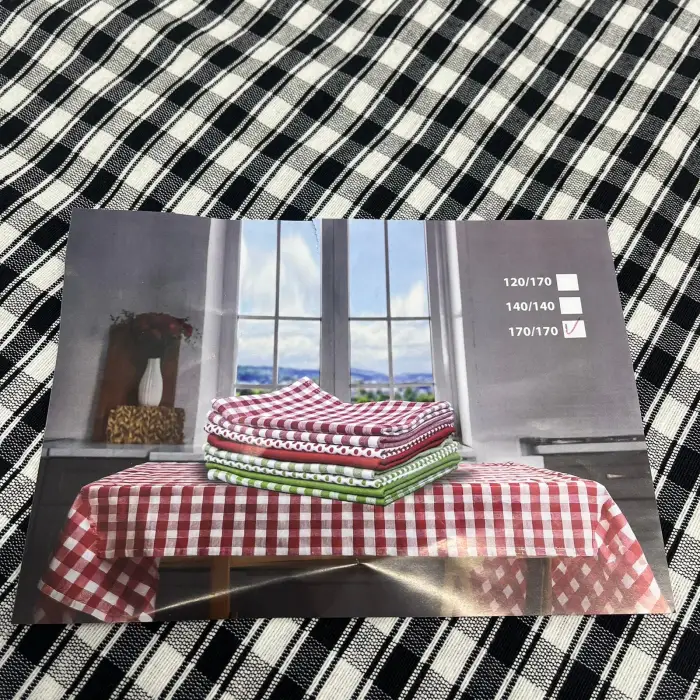 Siyah Kareli Dokuma Sofra Bezi 170x170 cm 1 Adet( Sofra9001)