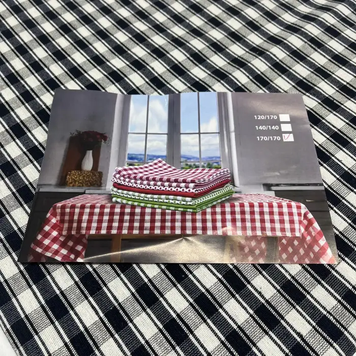 Lacivert Kareli Dokuma Sofra Bezi 170x170 cm 1 Adet( Sofra9003)