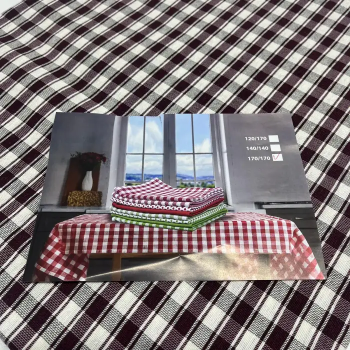 Bordo Kareli Dokuma Sofra Bezi 170x170 cm 1 Adet( Sofra9004)