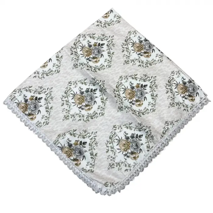 Kenarı Dantelli Desenli Sofra 140x140 cm 1 Adet(Sofra9509)