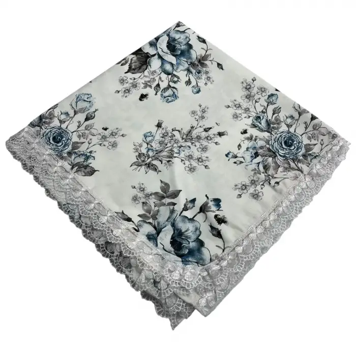 Kenarı Dantelli Desenli Sofra 140x140 cm 1 Adet(Sofra9532)