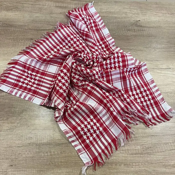 Kırmızı Beyaz Poşu 100 *100 cm 1. Kalite (Poşu02)