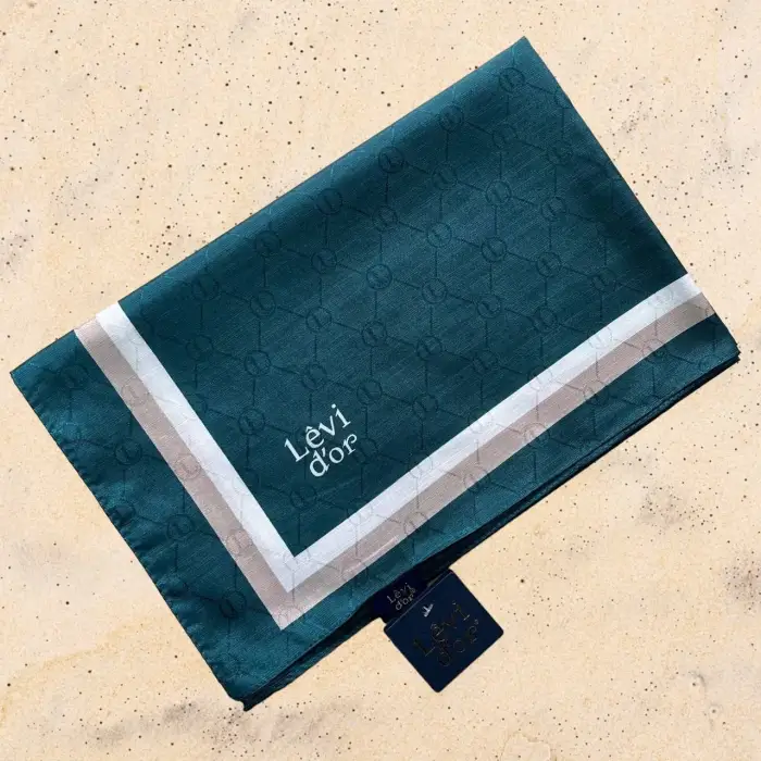 Levidor Şerit Kenarlı Monogram Şal (Mng9908)