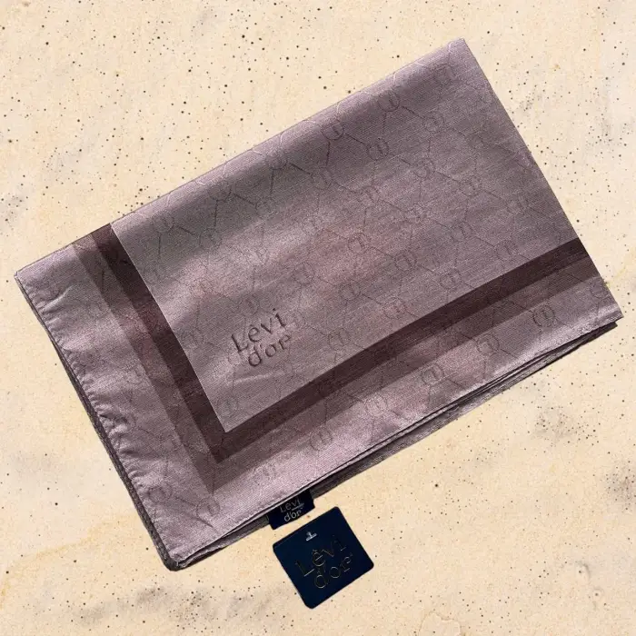 Levidor Şerit Kenarlı Monogram Şal (Mng9917)