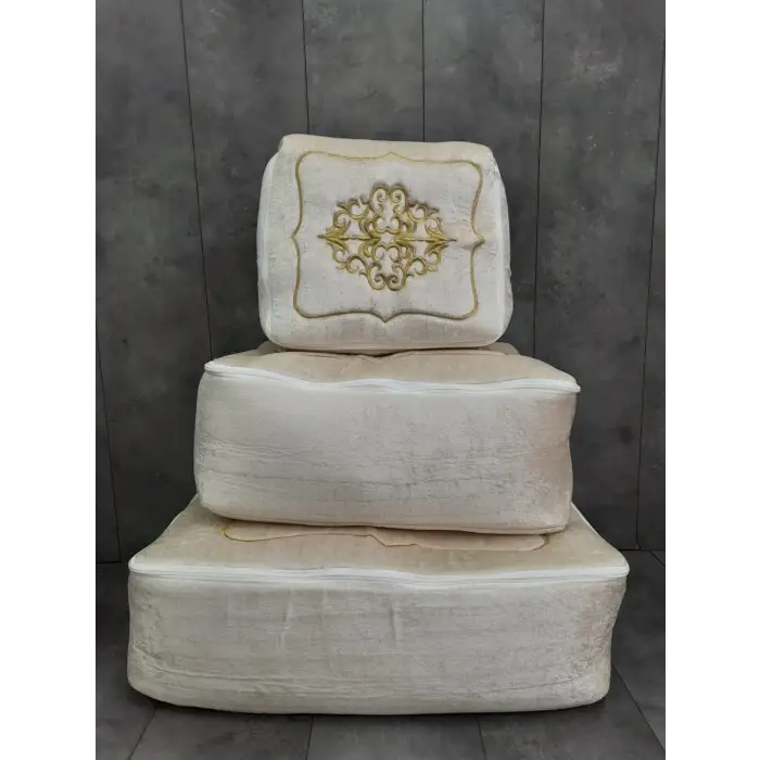 Nakışlı Çeyizlik 3lü Hurç Seti Sarı (hurc8004)