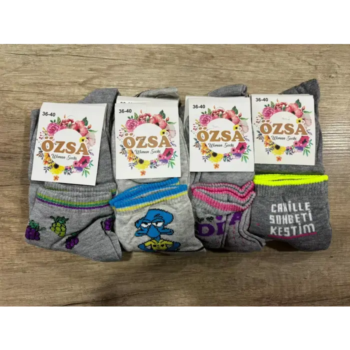Özsa Kadın Uzun Konç Patik Çorap 12li Paket (BC-99-69)