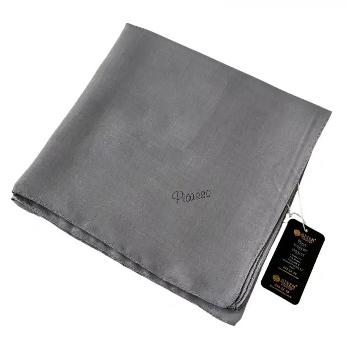 Picasso Düz Pırıltı Kehribar Eşarp Açık Gri (ry9928)