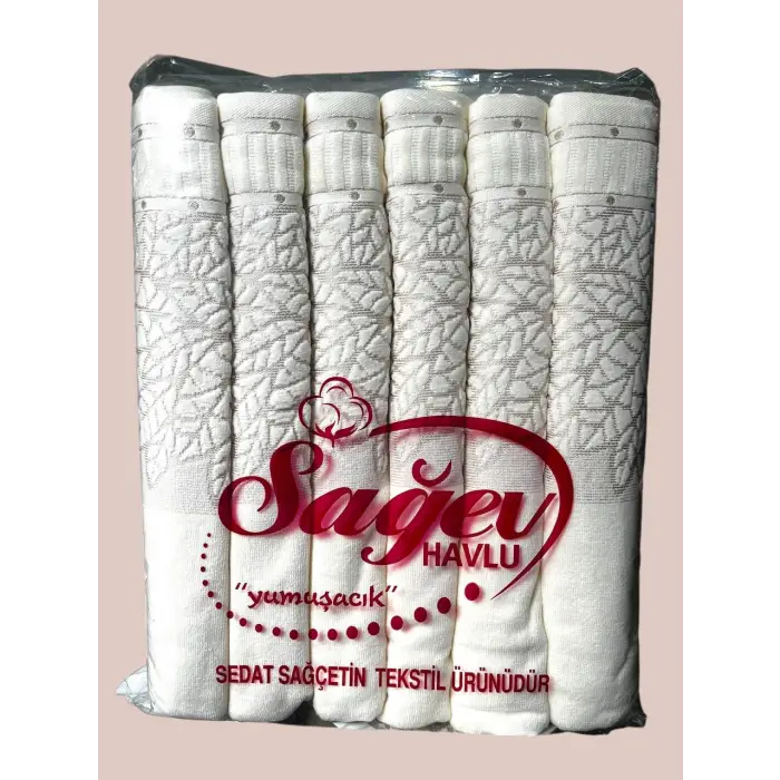 Sagev Yaldızlı Yaprak Desen 50x90 cm 12 adet Havlu (emek01)