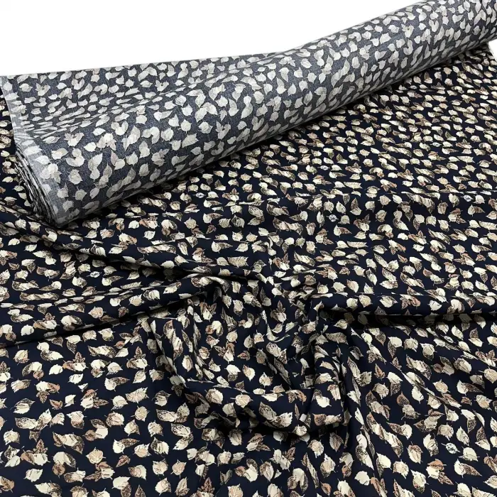 Yeni Sezon Tek En İthal Pamuk Viskon Kumaş Lacivert zemin (90 cm) (VSK01-246)