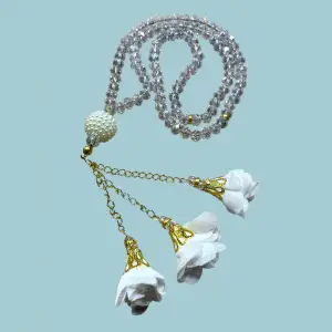 99lu Büyük Boy Gül Püsküllü Kristal Tespih (tsph07-09)