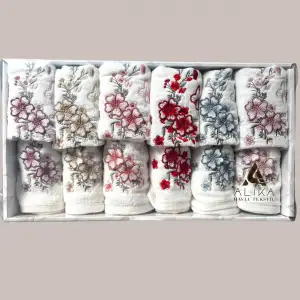 Alika Analı Kızlı Nakışlı 50x90 cm 6 adet Havlu (alika03)
