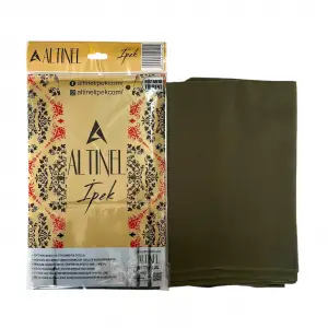 Altınel İpek Haki Yeşil Düz Poşetli Yazma (AE-271-04)