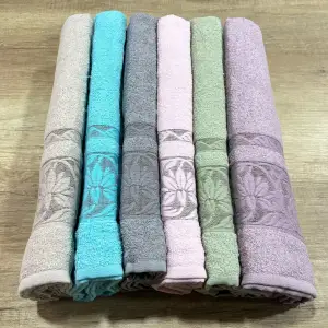 Anemon Renkli Jakarlı 50x90 cm El Yüz Havlusu 12 adet(Anemon9901)