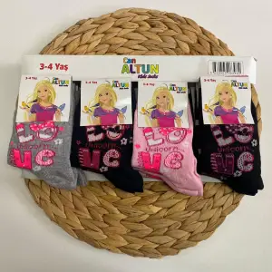 Canaltun Kız Çocuk Penye Soket Çorap 12li Paket (Yaş:3-4) (KC-97-01)