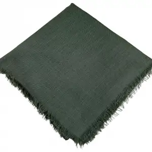 Kampanyalı Düz Flamlı Keten Eşarp Haki Yeşil (Dzf98-04)