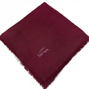 Kampanyalı Düz Flamlı Keten Eşarp Bordo (Dzf98-28)