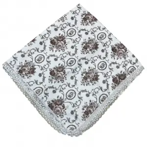 Kenarı Dantelli Desenli Sofra 140x140 cm 1 Adet(Sofra9510)