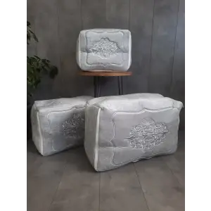 Nakışlı Çeyizlik 3lü Hurç Seti Gri (hurc8003)