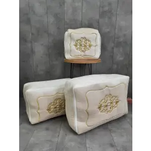 Nakışlı Çeyizlik 3lü Hurç Seti Sarı (hurc8004)