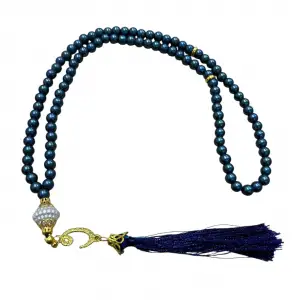 Petrol Mavi Püsküllü İnci Tespih (tsph01-06)