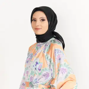 Picasso Düz Pırıltı Kehribar Eşarp Siyah (ry9901)