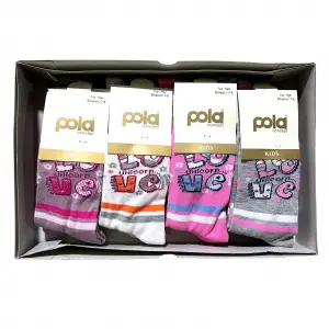 Pola Kız Çocuk Penye Soket Çorap 12li Paket (Yaş:7-8) (KC-90-06)