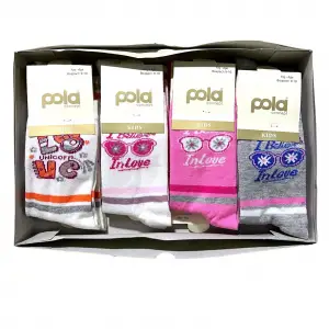 Pola Kız Çocuk Penye Soket Çorap 12li Paket (Yaş:9-10) (KC-90-07)