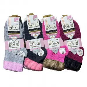 Pologri Kadın Tay Tüyü Ters Havlu Patik Çorap 12li Paket (be-33) (BC-95-05)