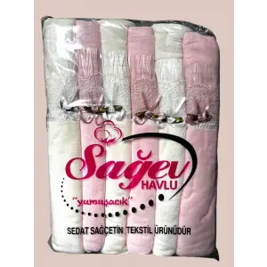 Sagev Güpürlü Kadife 50x90 cm 12 adet Havlu (sagev02)