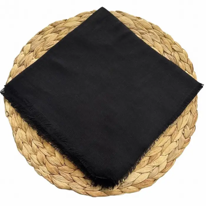 Altınel Düz Flamlı Keten Eşarp Siyah (Dzf99-31)