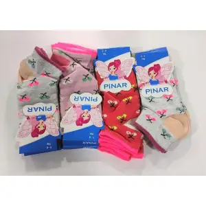 Kız Çocuk Penye Patik Çorap 12li Paket (Yaş:5-6) (KC-99-02)