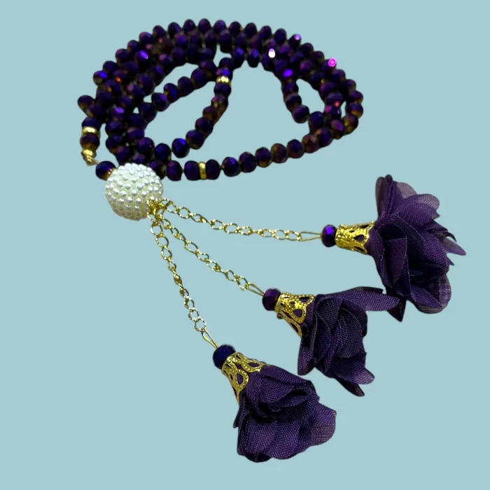 99lu Büyük Boy Gül Püsküllü Kristal Tespih (tsph07-06)