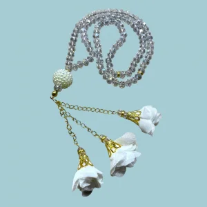 99lu Büyük Boy Gül Püsküllü Kristal Tespih (tsph07-09)