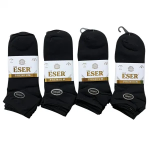 Eser Erkek Dikişsiz Patik Çorap 12li Paket Siyah (MC-96-04)
