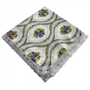 Kenarı Dantelli Desenli Sofra 140x140 cm 1 Adet(Sofra9528)