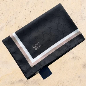 Levidor Şerit Kenarlı Monogram Şal (Mng9907)