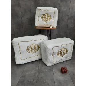 Nakışlı Çeyizlik 3lü Hurç Seti Krem (hurc8002)