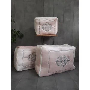 Nakışlı Çeyizlik 3lü Hurç Seti Pudra (hurc8001)